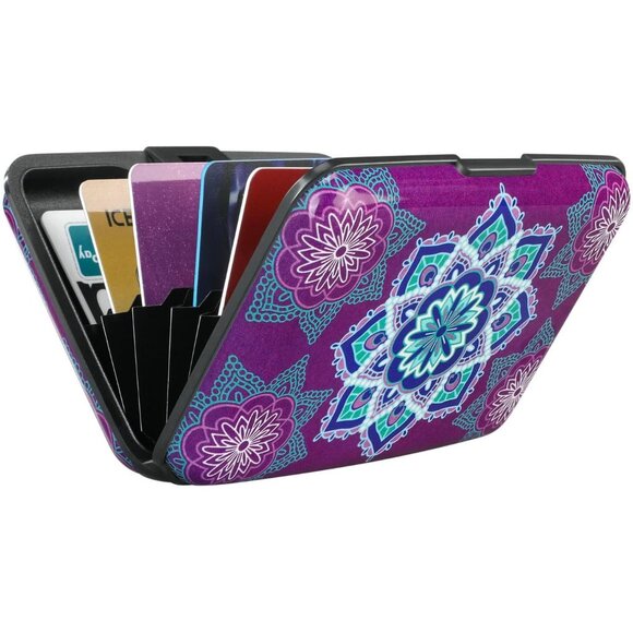 Wallet Credit Cards Holder Purple flower - Picture 6 of 7